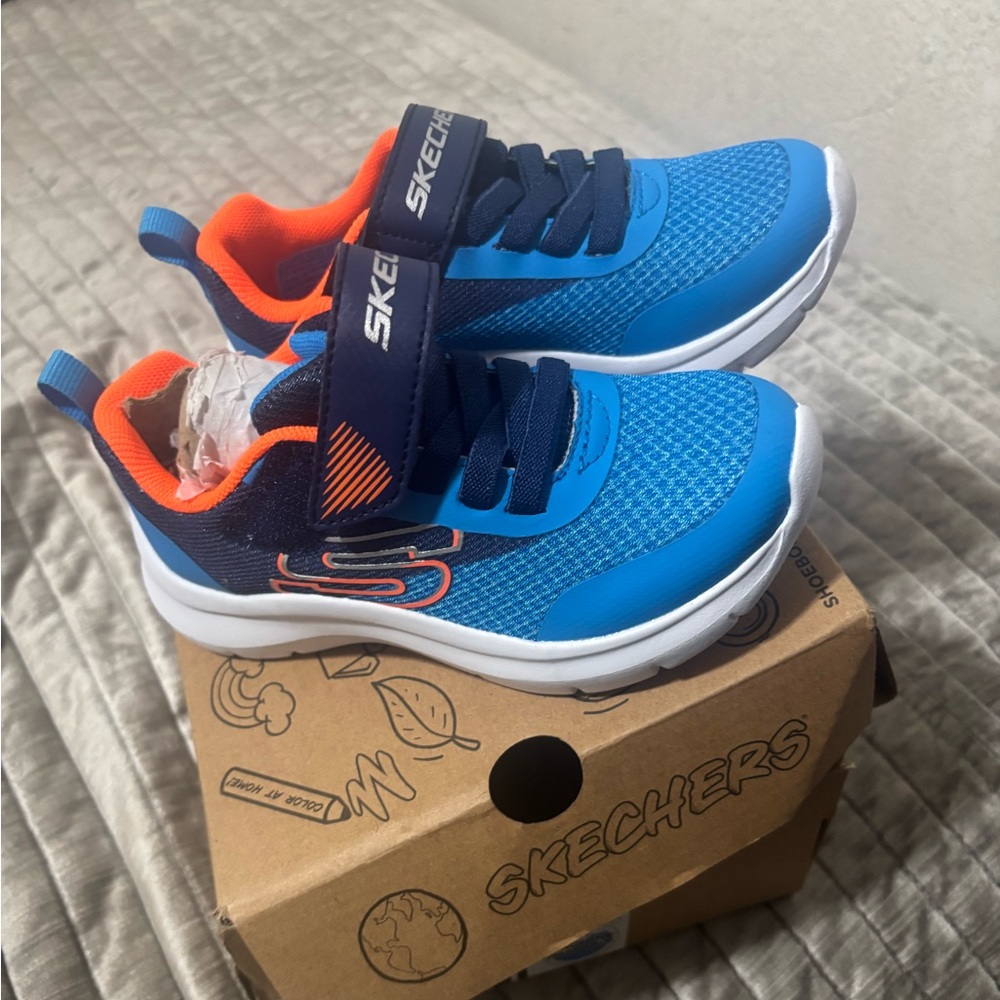 Skechers Kids Blue and Orange Sneakers